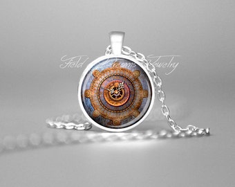WEATHERED GEAR CLOCK Pendant Antique Clock Face Vintage Clock Necklace Antique Clock Jewelry Antique Moondial Vintage Clock Necklace Gift