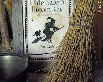 Primitive cross stitch pattern: Olde Salem Broom Co.