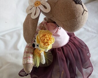 Interior doll Tilda Dog Puppy Animal Textile doll Textile dog For Birthday Symbol Rag doll Tilda Dog toy Gift idea Present Decor Cloth dog