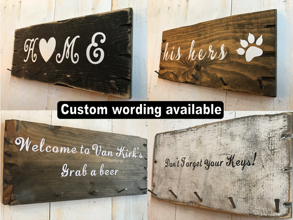 Wood Key Holder Rack Hook Rustic Zoom