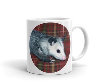 Possum Mug, Possum on Plaid, Possum, Opossum, Virginia Possum, Pet Possum, Mug