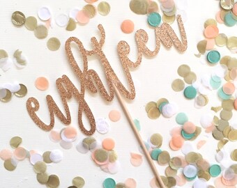 Eighteen Cake Topper | 18th Birthday | Glitter Cake Topper| Birthday Cake Topper| 18 Cake Topper | Rose Gold Cake Topper