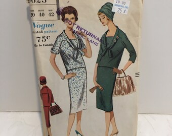 Vintage Vogue 9623 Pattern 1958 Two piece Dress Size 20 Bust 40 Hip 42