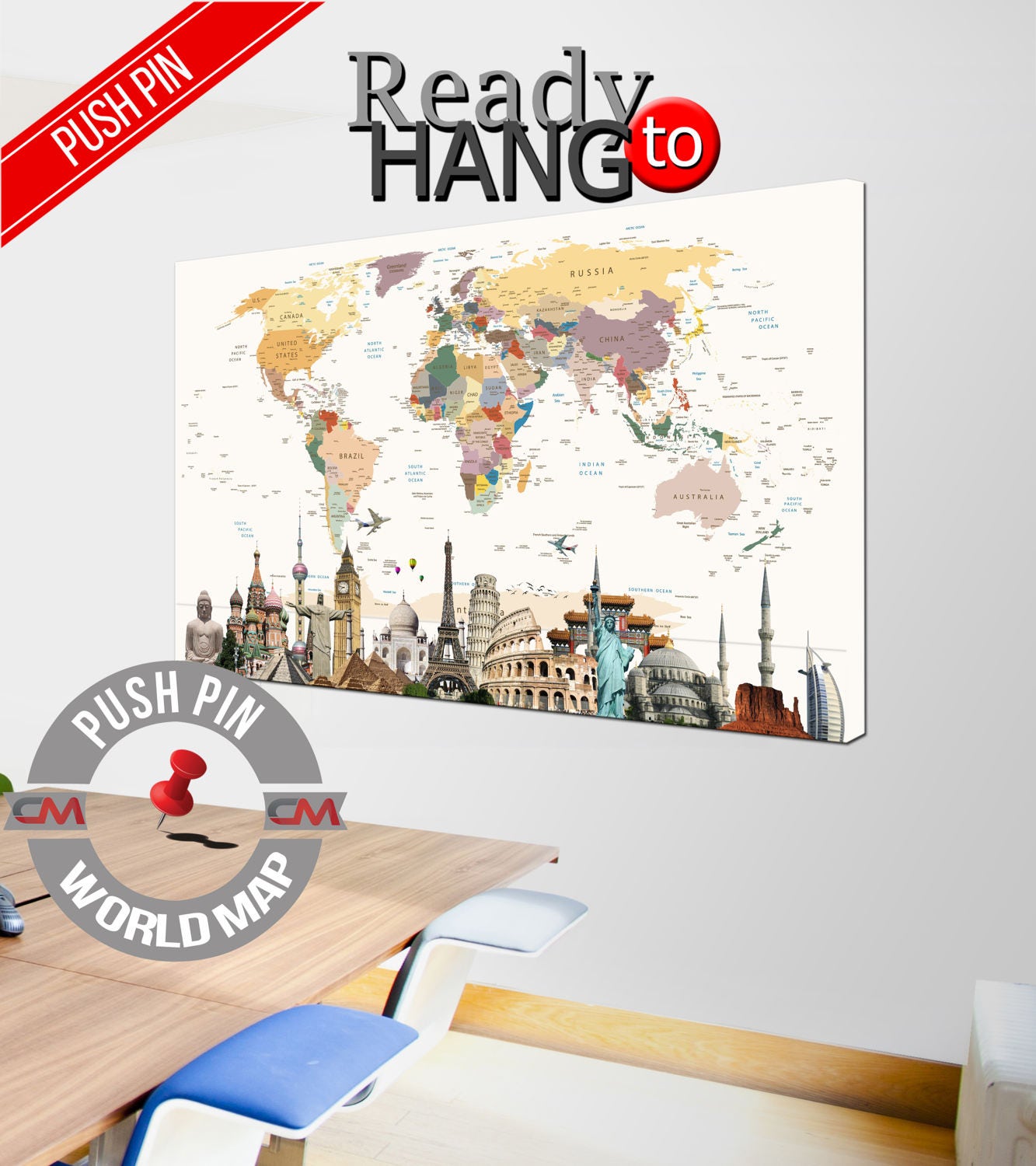 Push Pin World Map Push Pin World Map World Map Canvas   Il Fullxfull.1207169831 Hy4v 