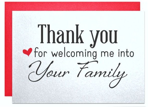 Thank You for Welcoming me Into Your Family Wedding Card