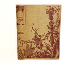 Hollow Book Safe Jungle Tales of Tarzan Cloth Bound vintage Secret Compartment Keepsake Hidden Security Box