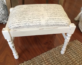 RESERVED Please do not purchase !!!!Vintage Footstool French Script