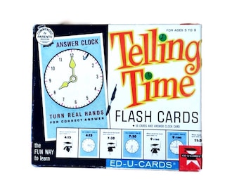 1963 Telling Time Flash Cards, Answer Clock Card