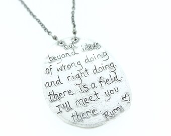 silver rumi quote necklace . sterling silver inspirational quote jewelry . sterling silver statement necklace peacesofindigo ready to ship