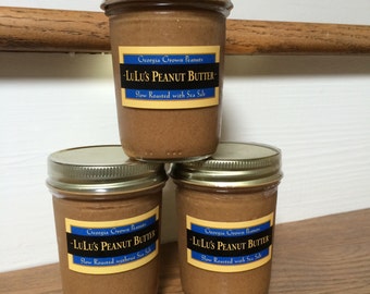 LuLu's all natural peanut butter made with non GMO Georgia Peanuts