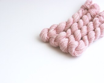 Hand dyed embroidery yarn | blush pink | embroidery wool | wool | silk | laceweight knitting | cross stitch | tapestry | weaving | 20m