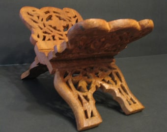 Hand Carved Wooden Folding Book Stand