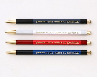 Hightide Penco Prime Timber Mechanical Pencil - Automatic Pencil, Retractable Pencil, Refillable Pencil, Brass Stationery, Refill Lead 2mm