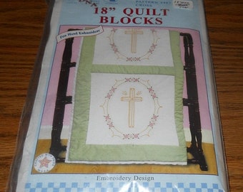 20% Off Jack Dempsey Needle Art Kit~18" Quilt Blocks~Cross Design~#732 Pattern 487