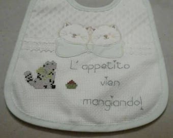 Hand embroidered baby bib