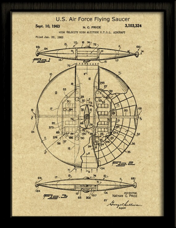 Flying Saucer Patent Poster Flying Saucer Patent Flying