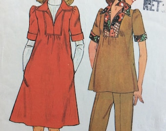 Simplicity 7153 misses maternity dress or top, pants & scarf size 14 and 16, bust 36 - 38 vintage 1970's sewing pattern