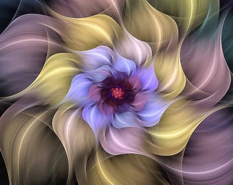 Pastel Fractual Abstract Flower Cross Stitch Pattern Pinks & Purples