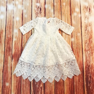 Floral Embroidered 3-Piece Baptism Dress w/ Bonnet & Cape main image 0