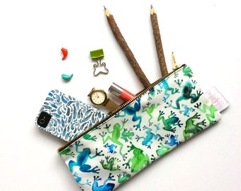 Pencil Case, Pencil Pouch, Frog, Make Up Bag, Rio, Small Bag, Zipper Pouch, Pouch, Bag, pencil bag, cute pencil case, organiser, storage,