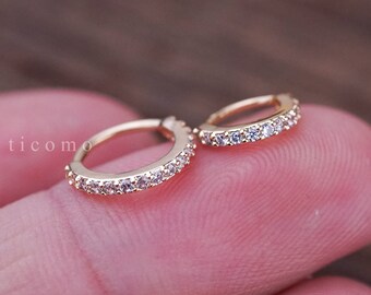 Cartilage Hoop Small Hoop Earring Helix Hoop Tiny Hoop Earring Cartilage Piercing Helix Piercing Daith Piercing Rose Gold Silver Zircon