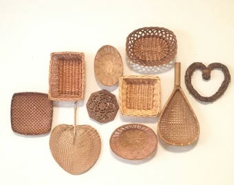 Set of 10 Vintage Wall Baskets