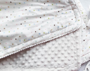 Plush minky baby blanket Toddler blanket White baby blanket Receiving blanket Stroller blanket Throw blanket Baby shower birth gift for girl
