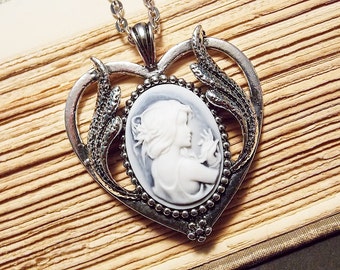 Blue and Silver Cameo Necklace