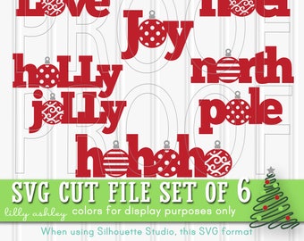Christmas SVG Files set of 6 cut files svg/png/jpg Ornament svg Commercial use approved Christmas cut files noel svg joy svg love svg