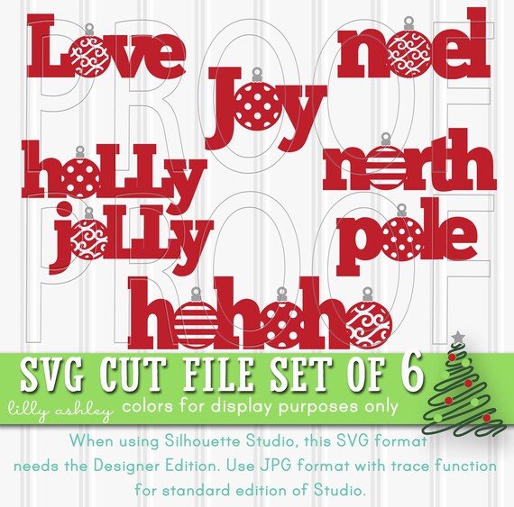Christmas SVG Files set of 6 cut files svg/png/jpg Ornament