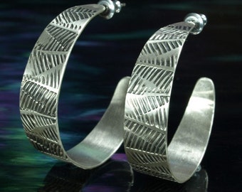 Hoop earrings w/post- Ferns (wide)