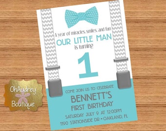 Little Man birthday invitation