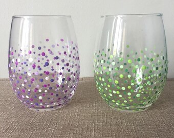 Confetti Painted Stemless Wine Glass