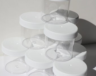 Slime Jars 10 pieces - 4oz (or 3 oz) clear plastic containers, twist cap, liner, perfect for storing slime.