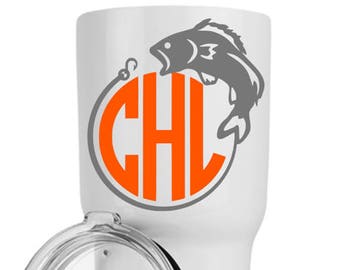 Yeti Decals for Men - Gift for Fisherman - Fish Decal - Monogram Cup Decal - Decals for Men - Rtic Cup Decal - Yeti Sticker for Men
