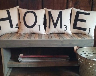 Scrabble Letter Home Pillows, Personalized Letter, Home Pillows, Pillow Cover, Farmhouse Pillow, Rustic, Decorative Pillow, Throw Pillow,