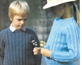 Very nice PDF pattern for a childs bobble jumper / sweater to fit sizes 22 - 32 ins (58-81cm) double knit