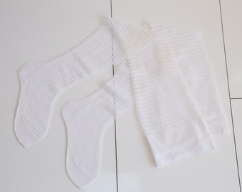 Seamless Patterned Mod Thigh Highs - White 1960s