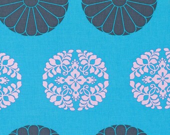 SALE Amy Butler Fabric, Cameo Collection, Pressed Flowers Sky - 100% Cotton - 1 Yard Fabric
