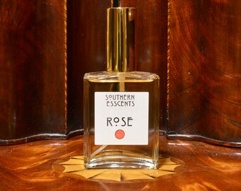 Rose Perfume - made with organic essential oils extracted from fresh flowers, a true Rose fragrance that all will enjoy.