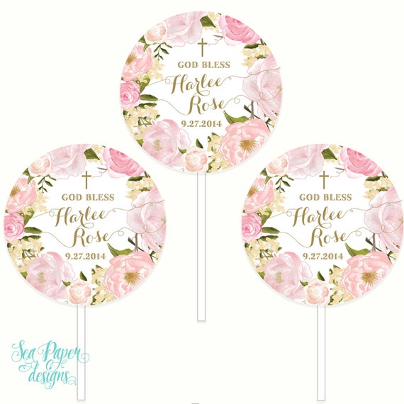 grace printable baptism cupcake toppers digital gold