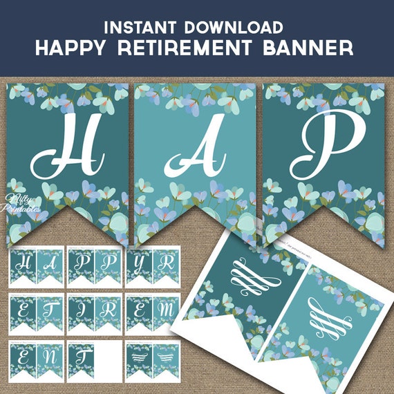 retirement-banner-printable-retirement-banner-teal-floral