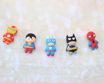 Superhero bunting Marvel superhero felt garland Superhero nursery decor Avengers garland Boy room decor wall hanging felt Superhero