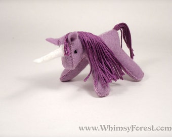 Miniature Lavender Felt Unicorn Toy