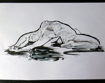 Promotion - buy one get one half price! Free shopping! Drawing. A4. Pencil/Acrylic/Ink.