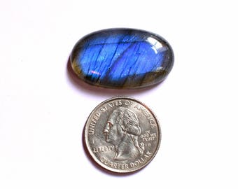 AAA+ Quality Labradorite Cabochon, Oval Shape Full Blue Toned Labradorite Gemstones, Macrame Cabochons, Size 33*20*7mm 43Cts