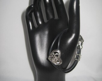 vintage leather heart bracelet