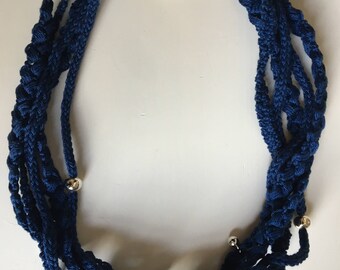 Crochet blue necklace