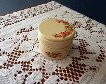 Pink flowers hand painted on wooden box, Stocking Stuffer, Ring box, Small Jewelry box, Mini card included