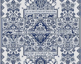 Do Different counted cross stitch pattern by Long Dog Samplers at thecottageneedle.com Celtic Scandinavian Proverbs 3:3 poetry